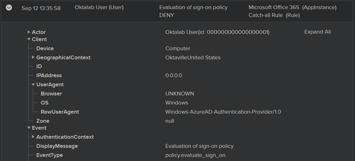System log event