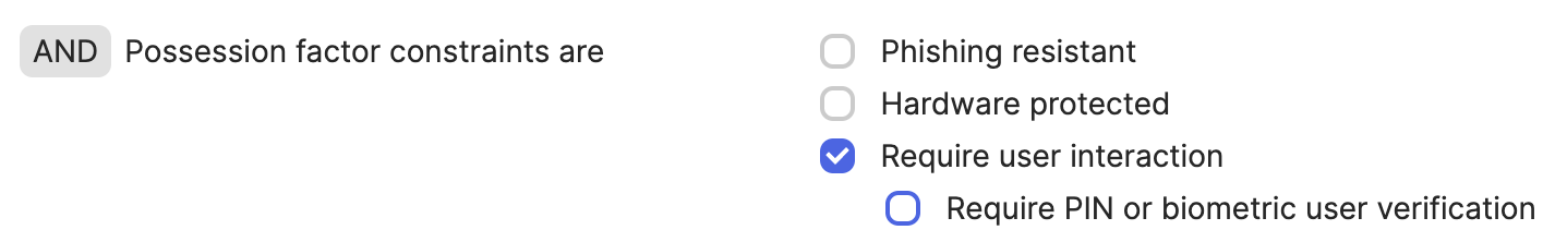 User Verification settings