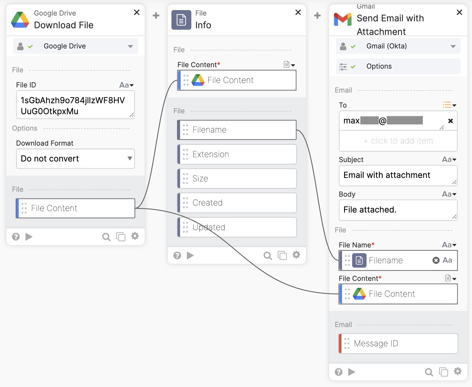 Send an email with an attachment using Gmail