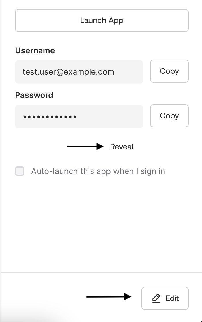 Username and Password for SWA application