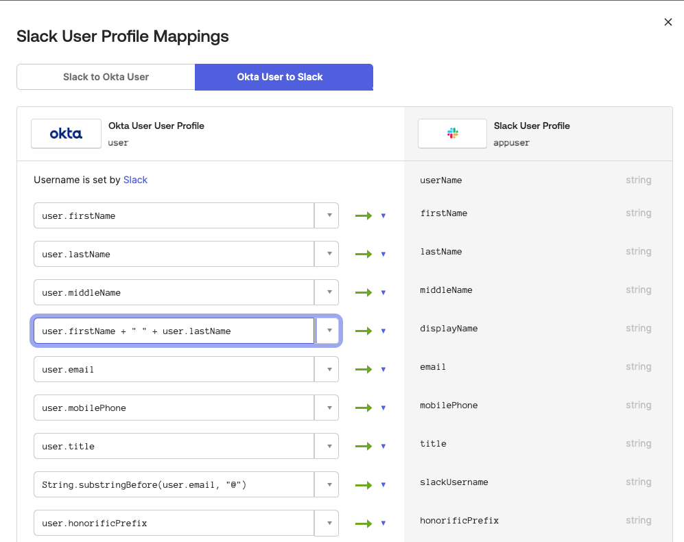 User Progile Mappings