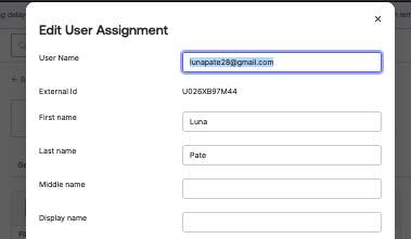 Edit user assignment