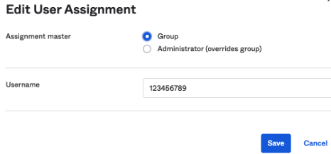 Edit User assignment