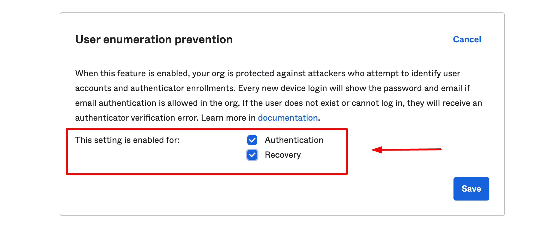 User enumeration prevention