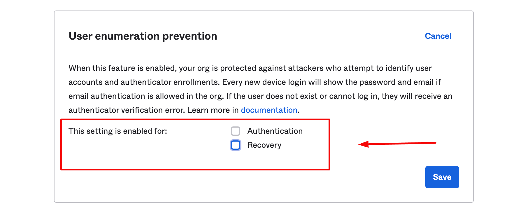 User enumeration prevention