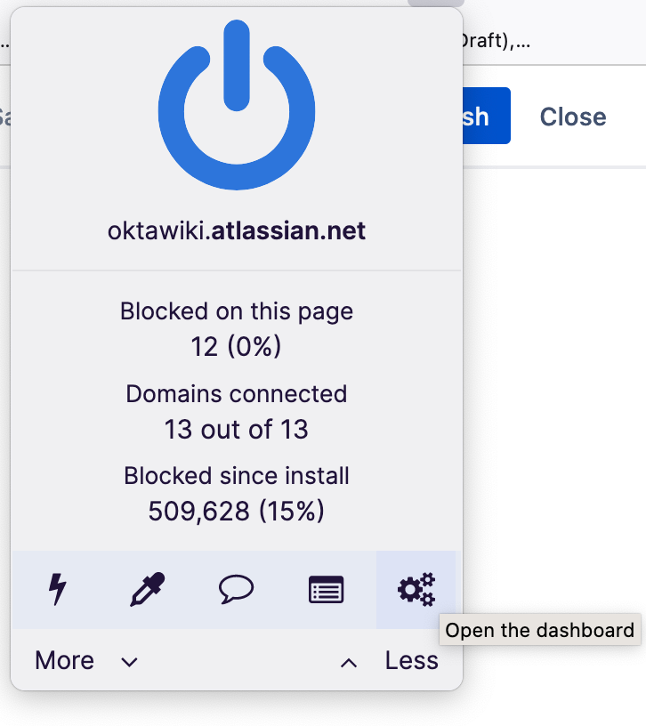 uBlock Dashboard