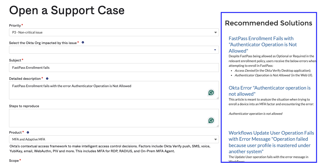Enter a Support Case GovCloud Okta Help Center