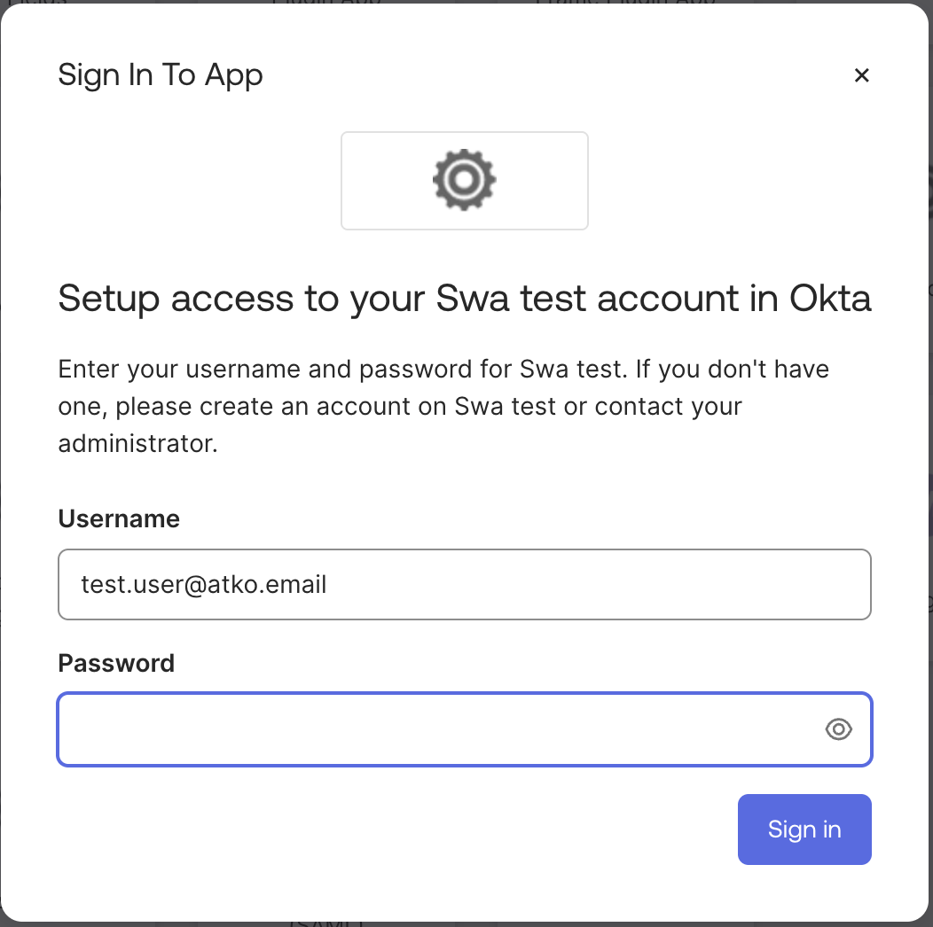 Sign in to app