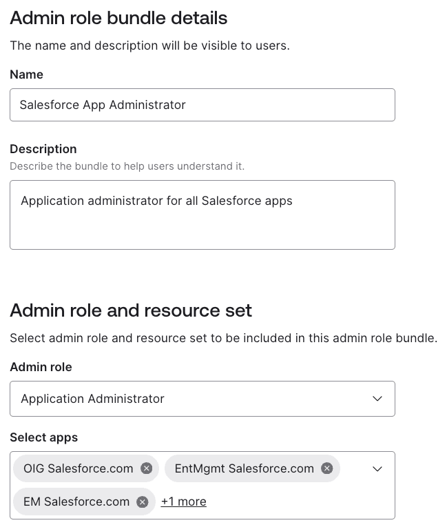 Admin role bundle details