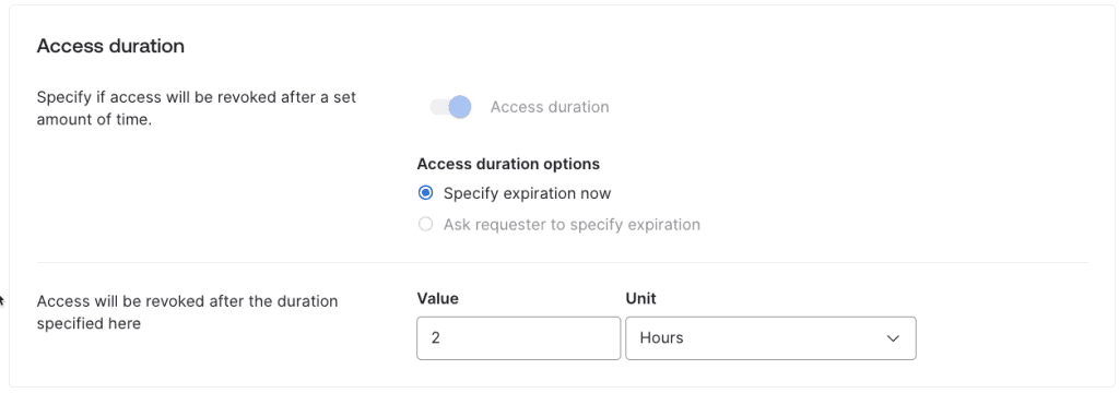 Access duration