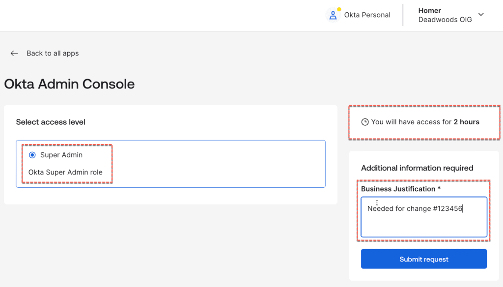 Okta admin console