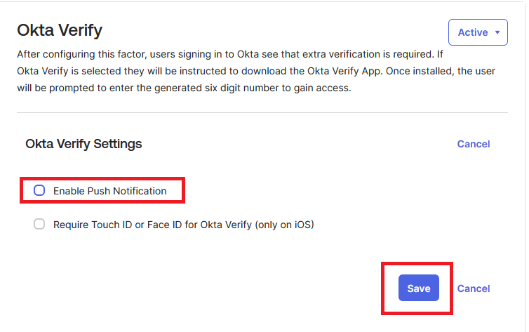 Enable Push Notification option