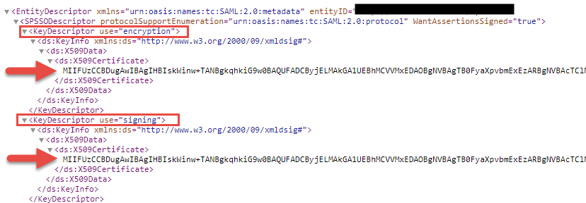 SP metadata file