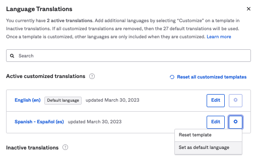Language translations