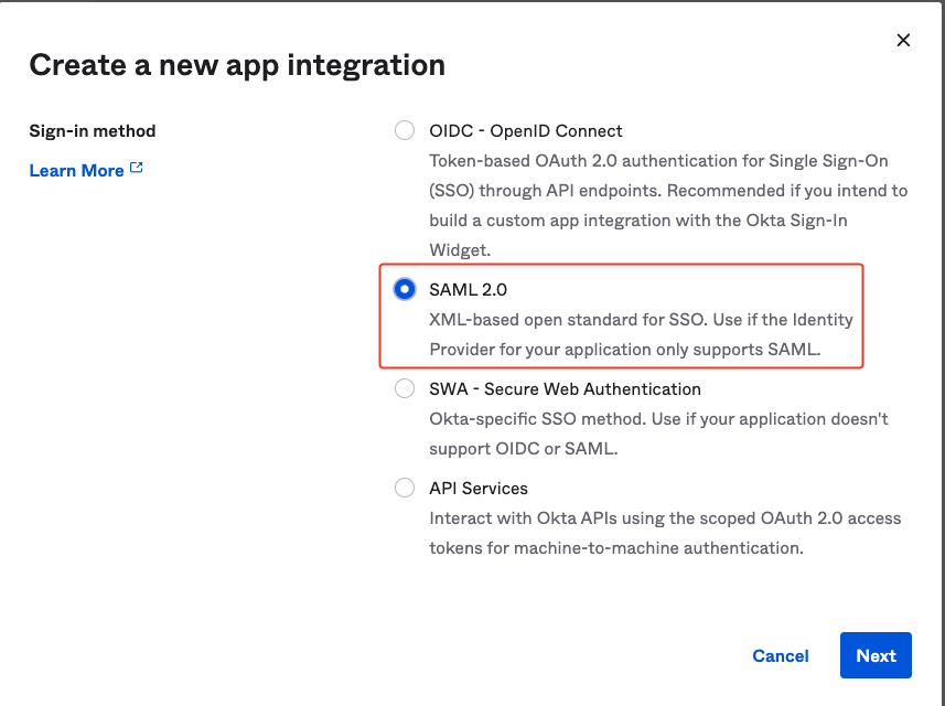 Create app integration