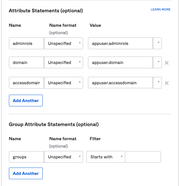 Attributes statements