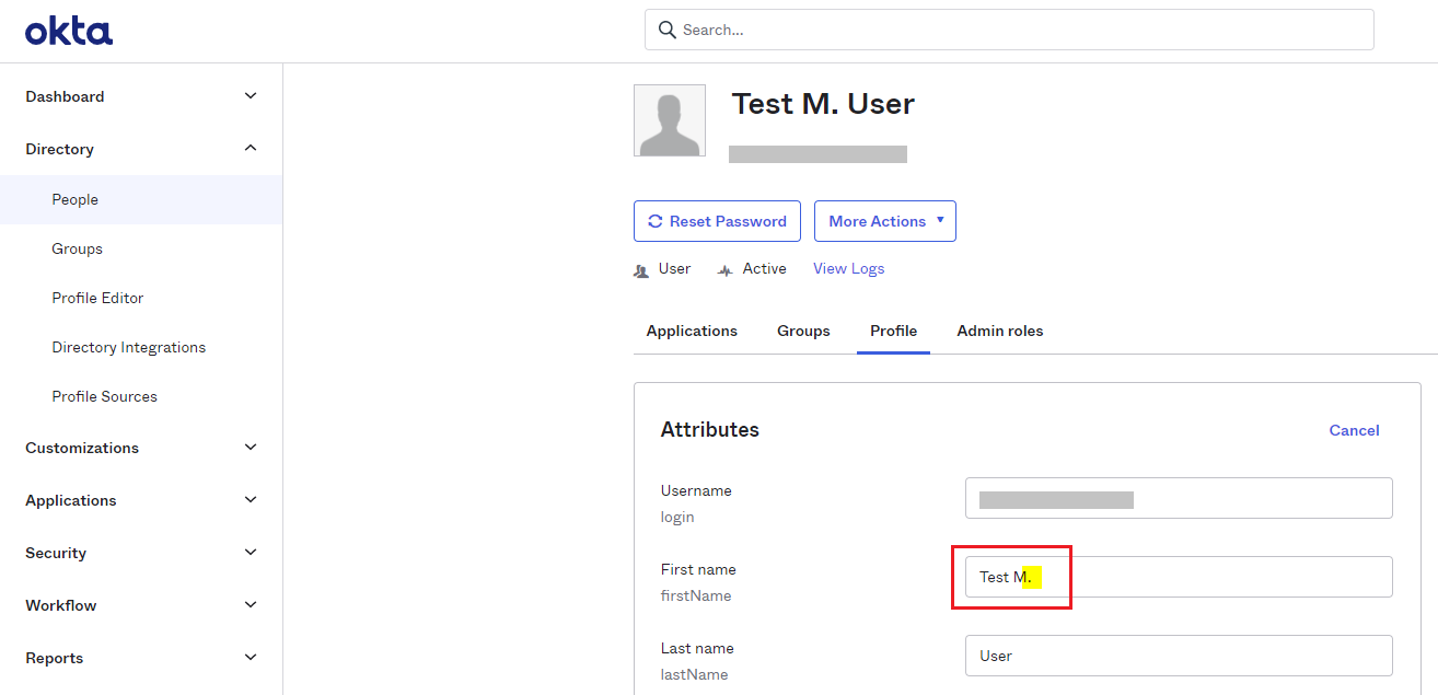 test user