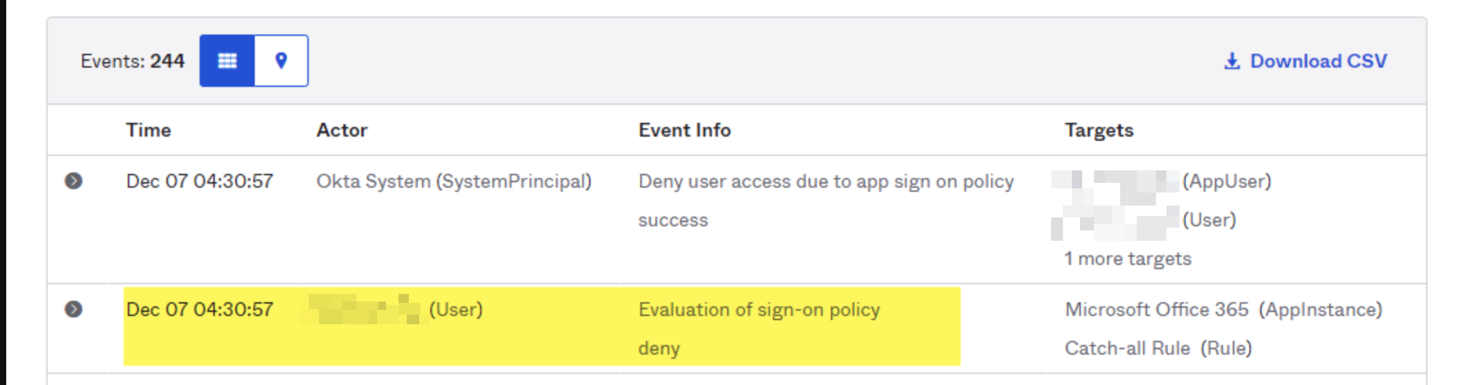 Sign-On Policy Deny Events in Okta After Federating O365 App