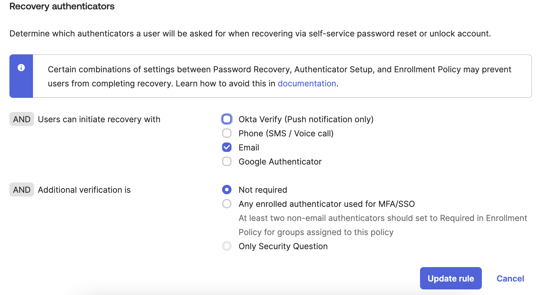 Recovery authentication