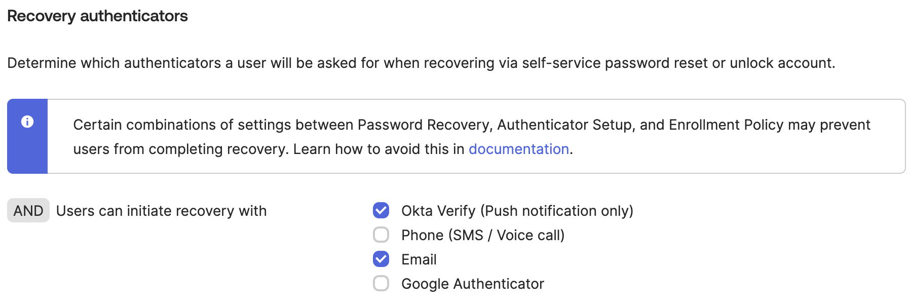 Recovery Authenticators