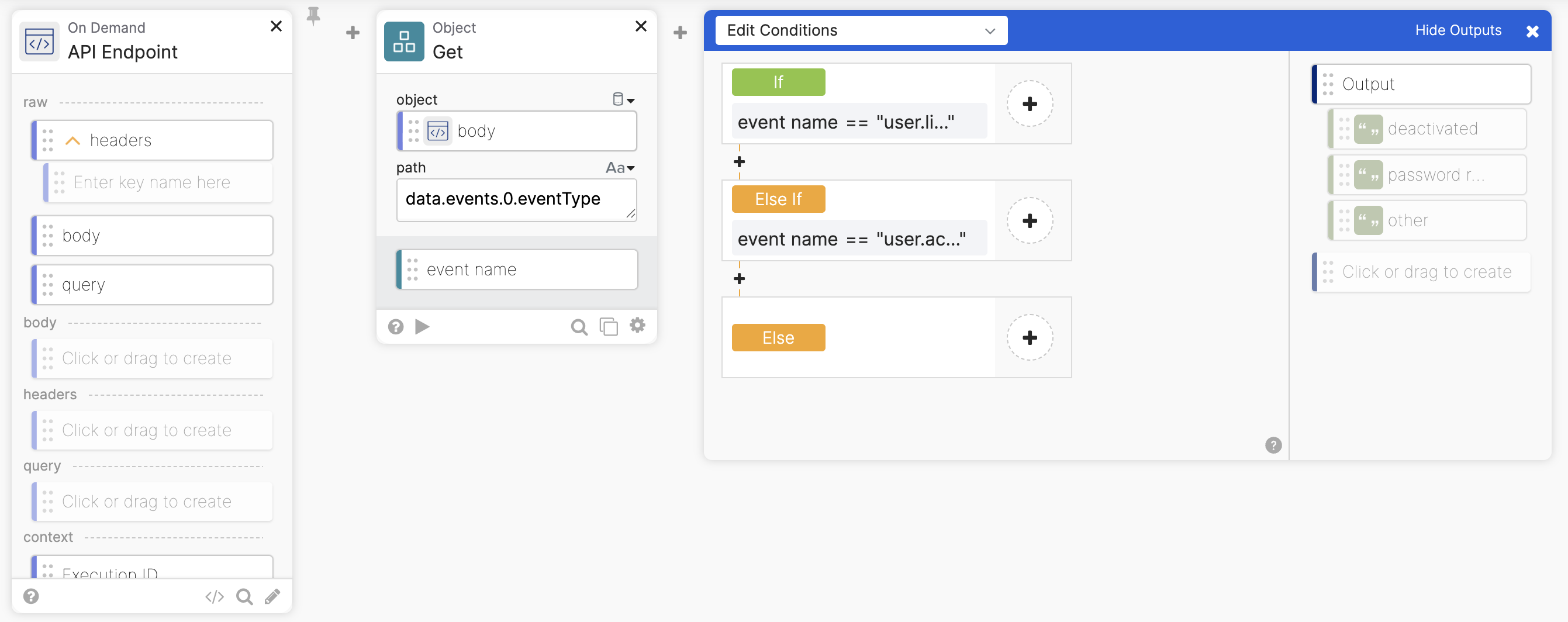 Flow to process two events