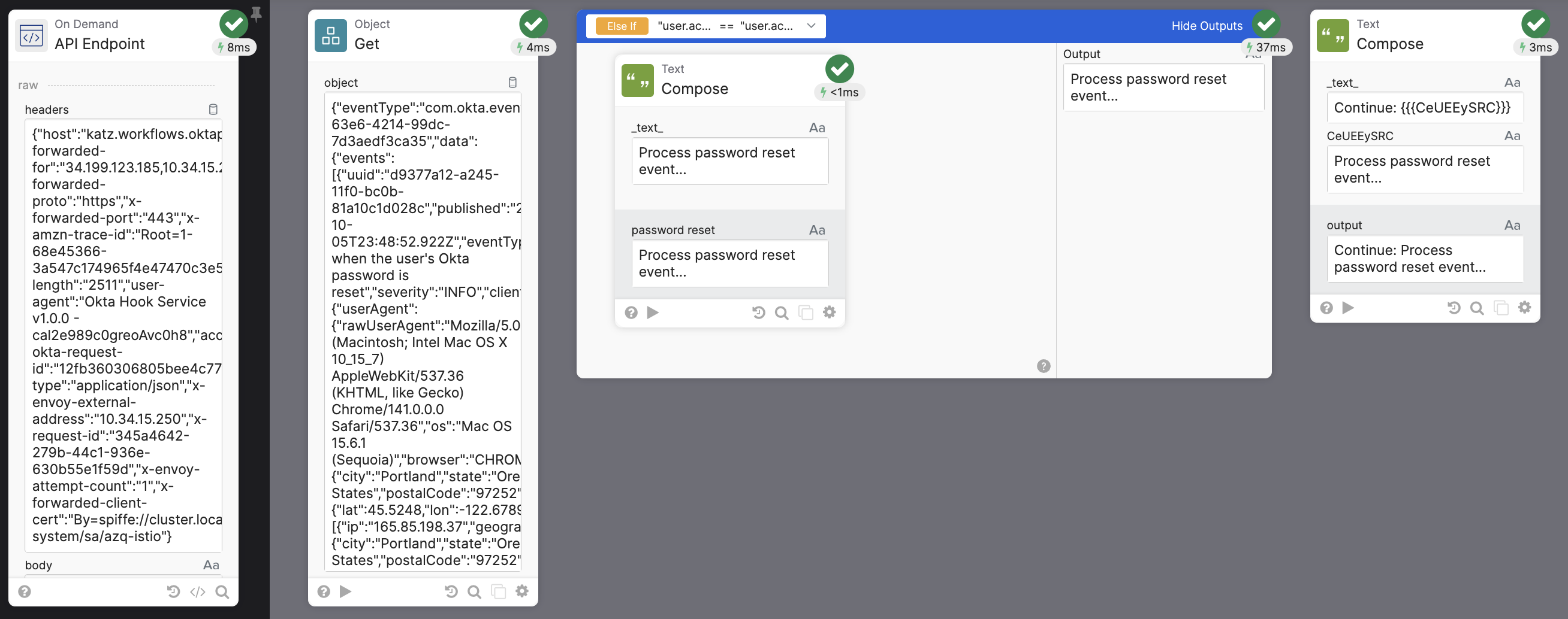 Flow execution processing two events