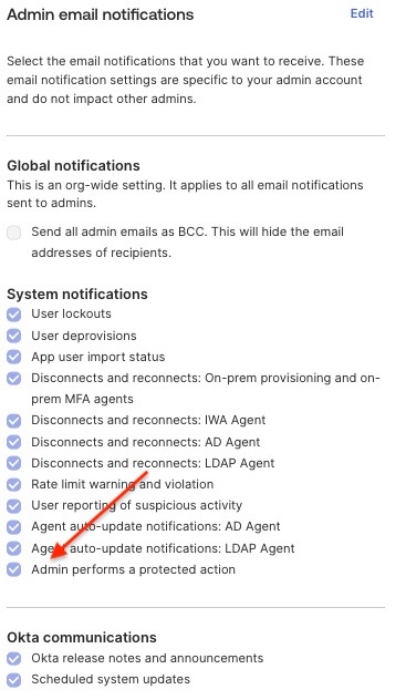 Admin email notification
