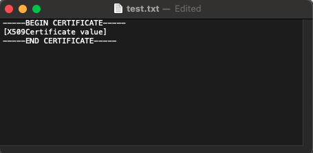 Example on macOS X while using the TextEdit application