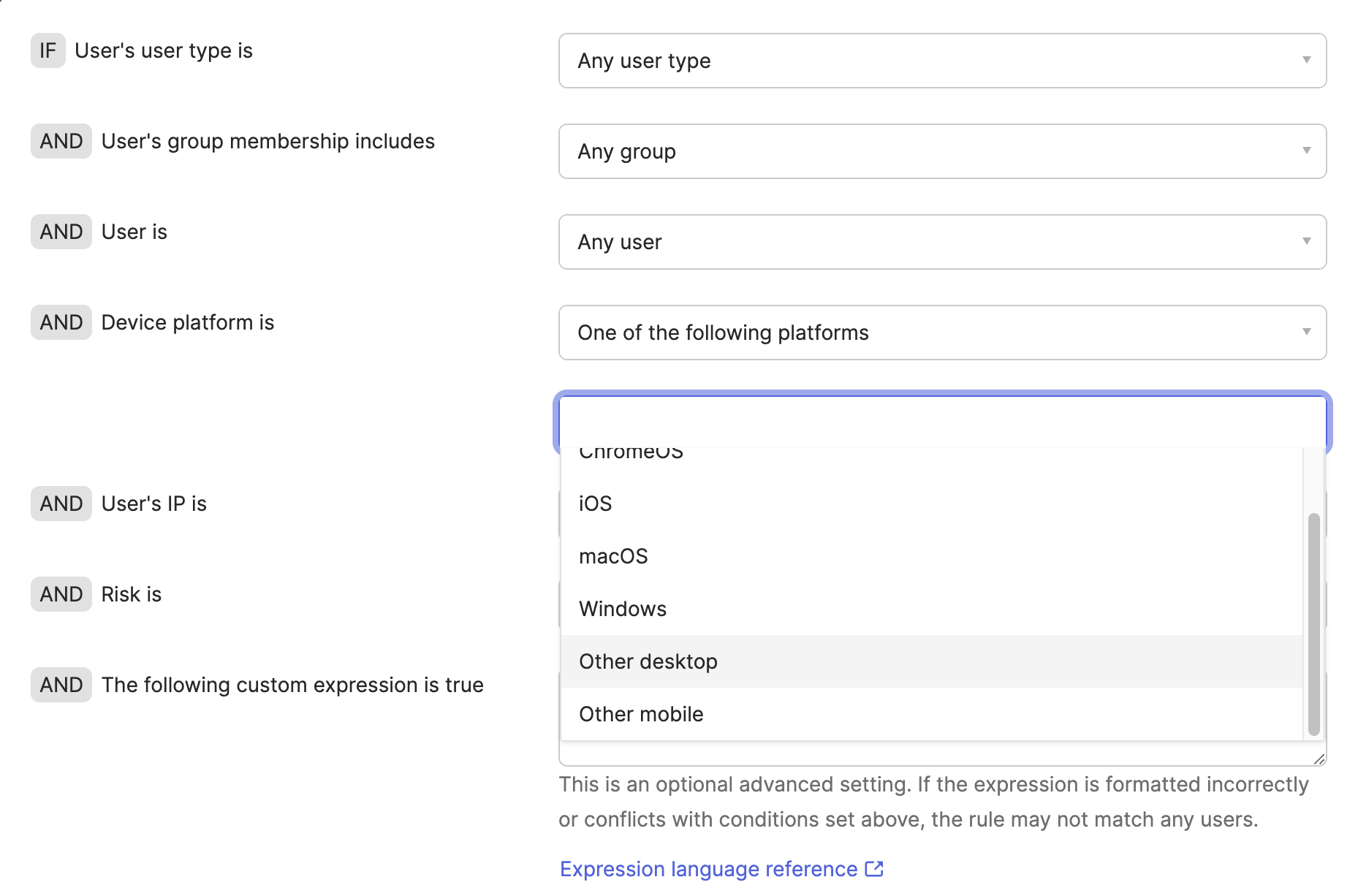 Okta Support - Clarification on the Other Desktop Option in ...