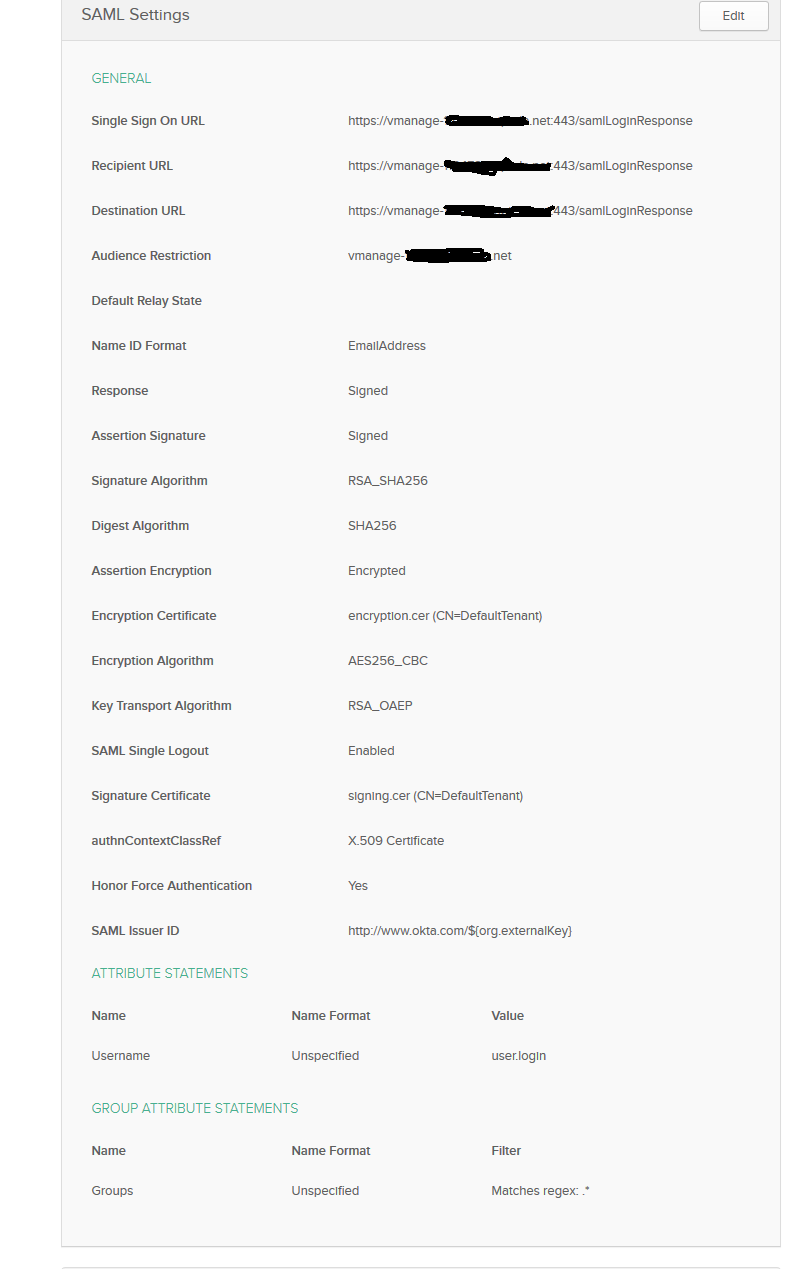 OKTA SAML Config Example
