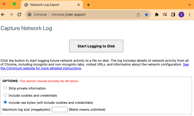 Network log export