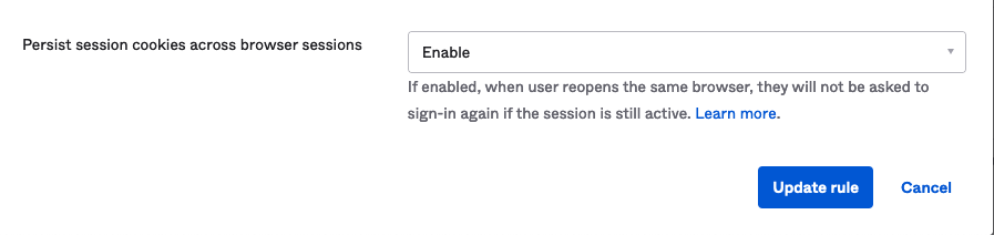 enable&nbsp;Persist session cookies across browser sessions