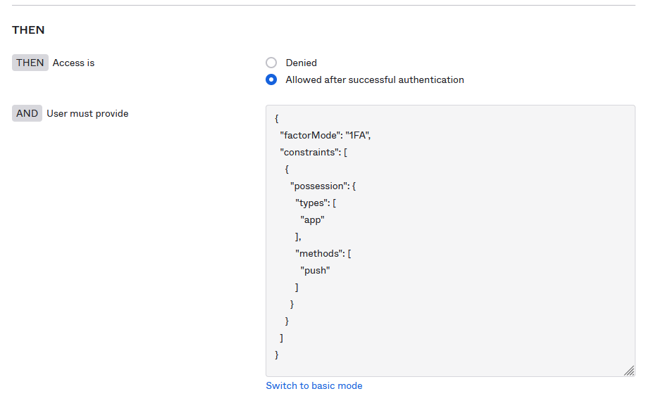 User Interface result - Access allowed