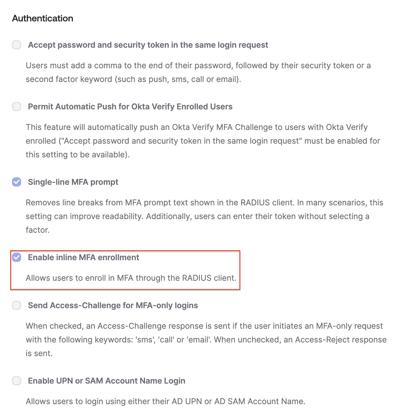 Advanced RADIUS Settings