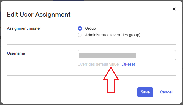 Edit user assignment