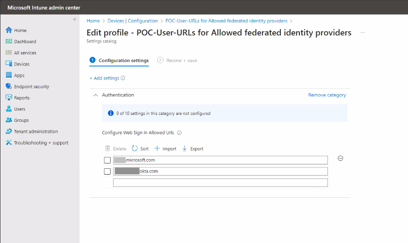 ConfigureWebSignInAllowedUrls