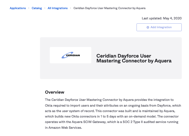 Ceridian Dayforce User Mastering Connector by Aquera