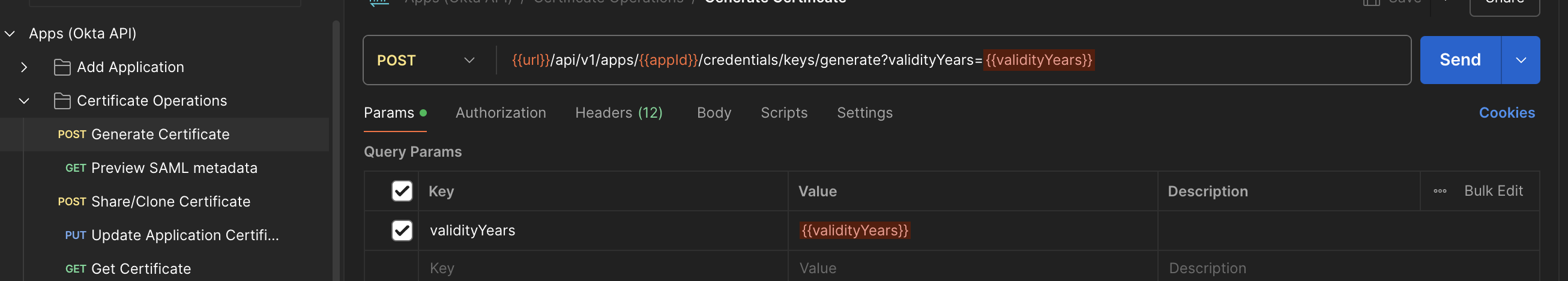 Api Call to generate certificate