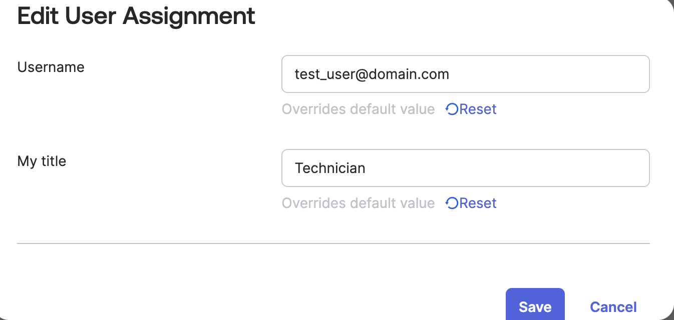 Edit User Assignment