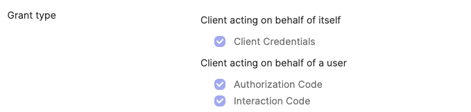 Grant type settings