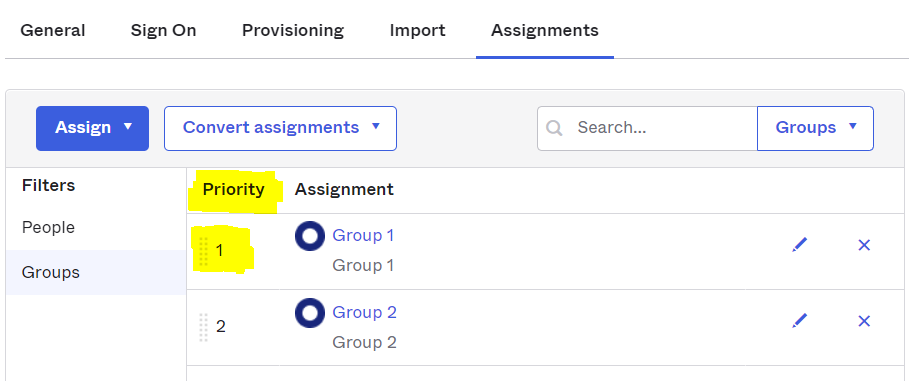 Group priority