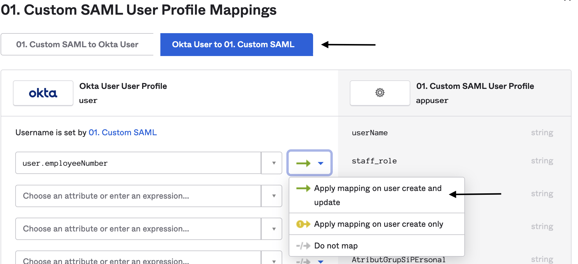 Custom SAML User Profile