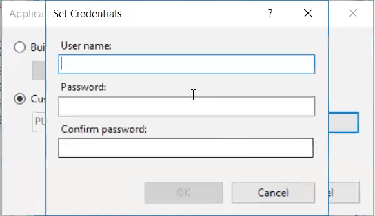 Set credentials