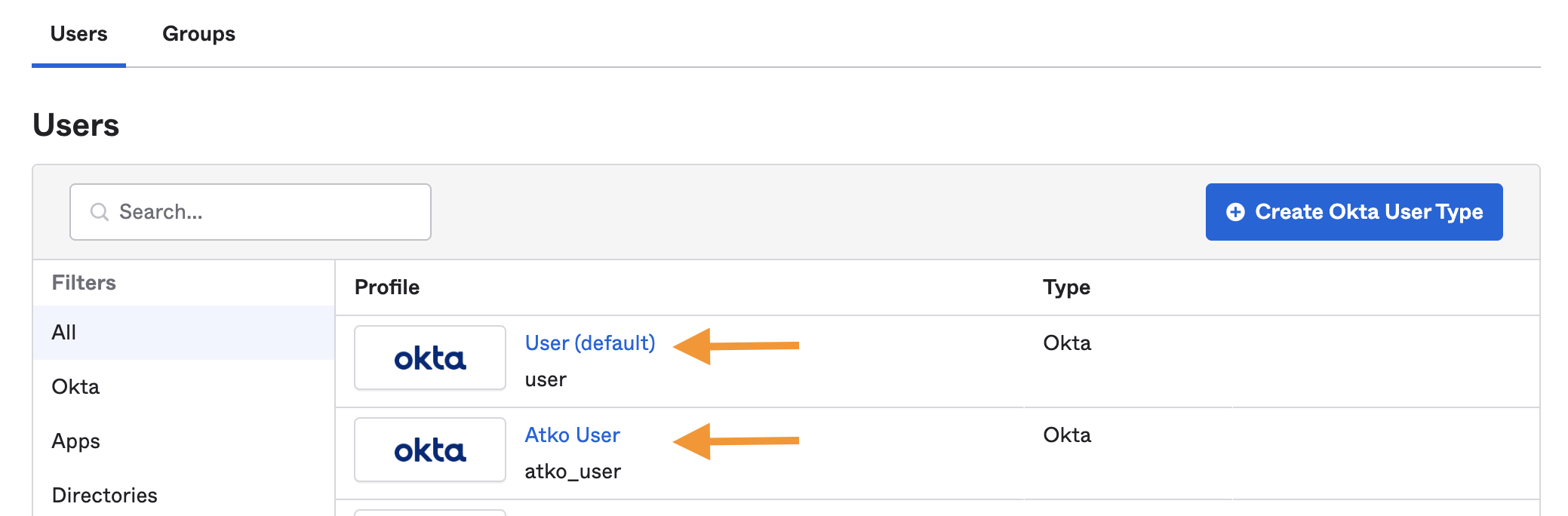 Okta User types