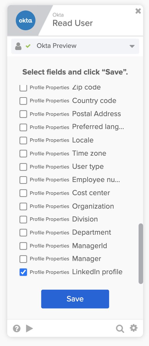Choosing card fields