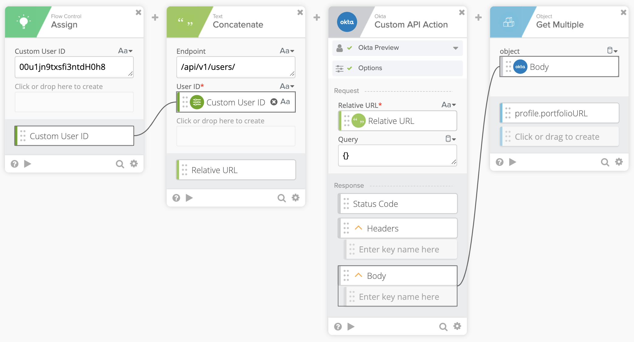 Reading user information with Custom API Action card