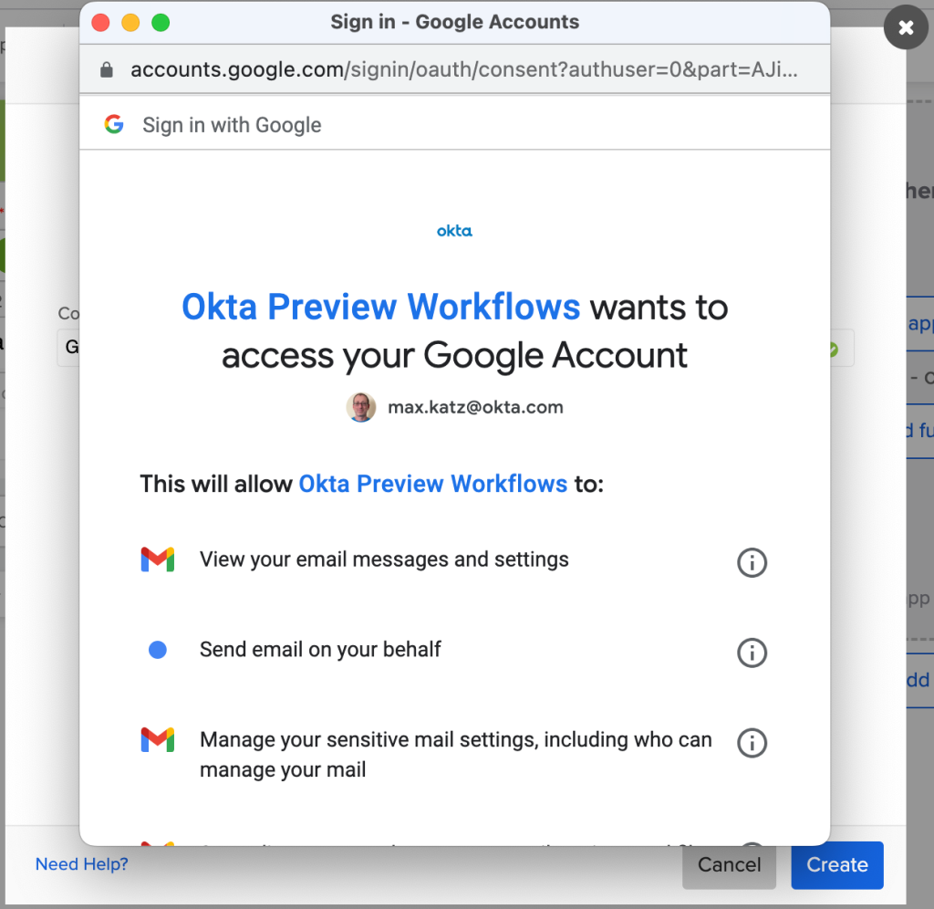 Setting up the Gmail connection
