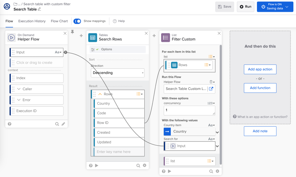 Searching a table using a custom filter