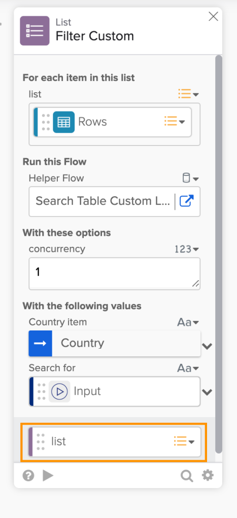 Card’s output field