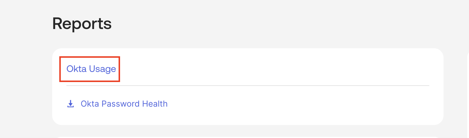 "Okta Usage" button